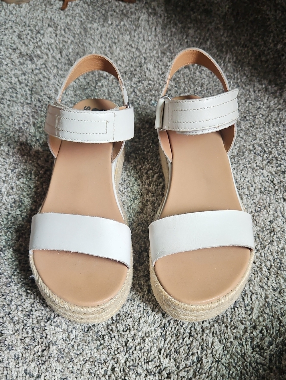 Sorel White Espadrille Wedge Sandals